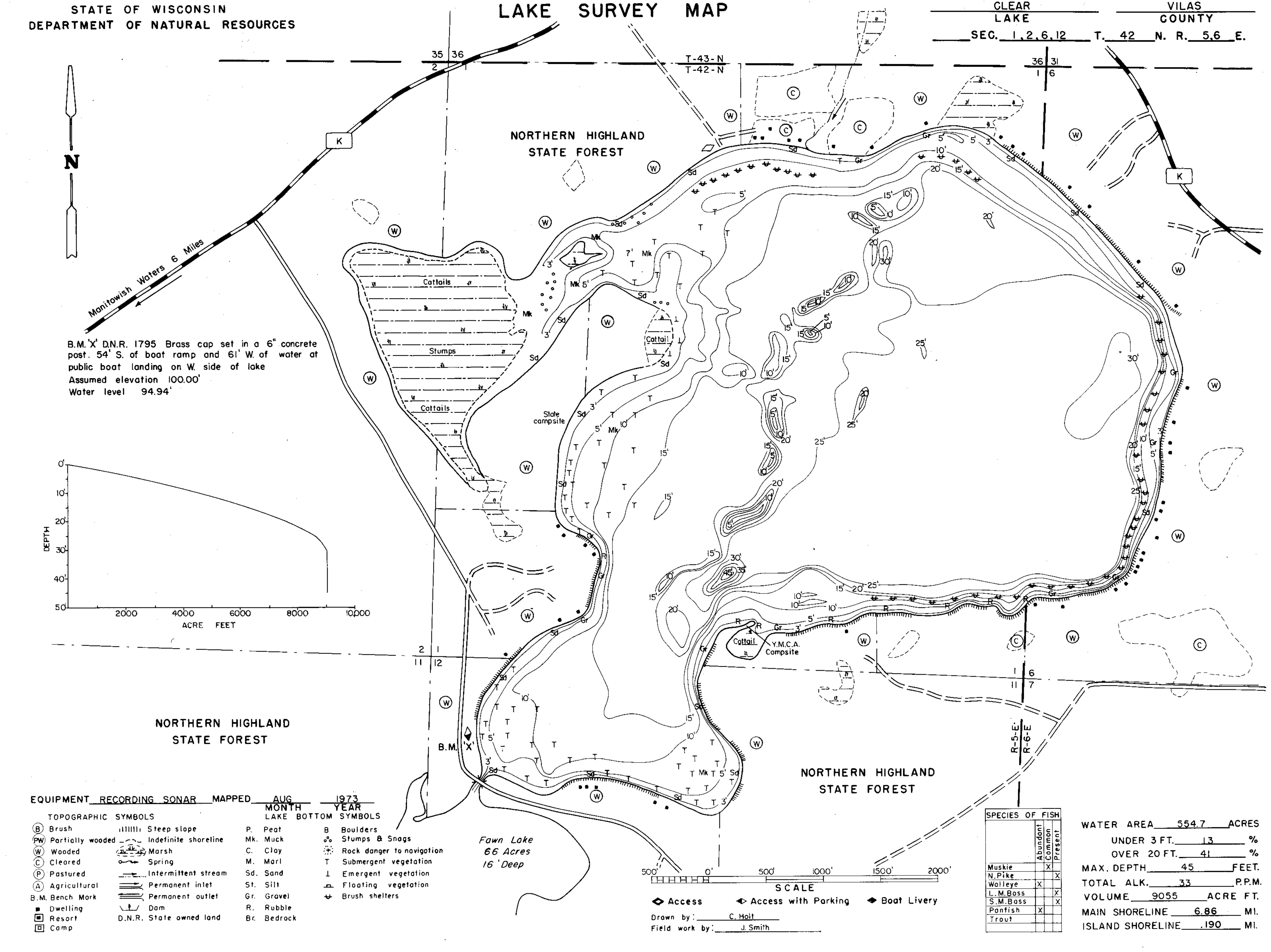 Clear Lake contour map