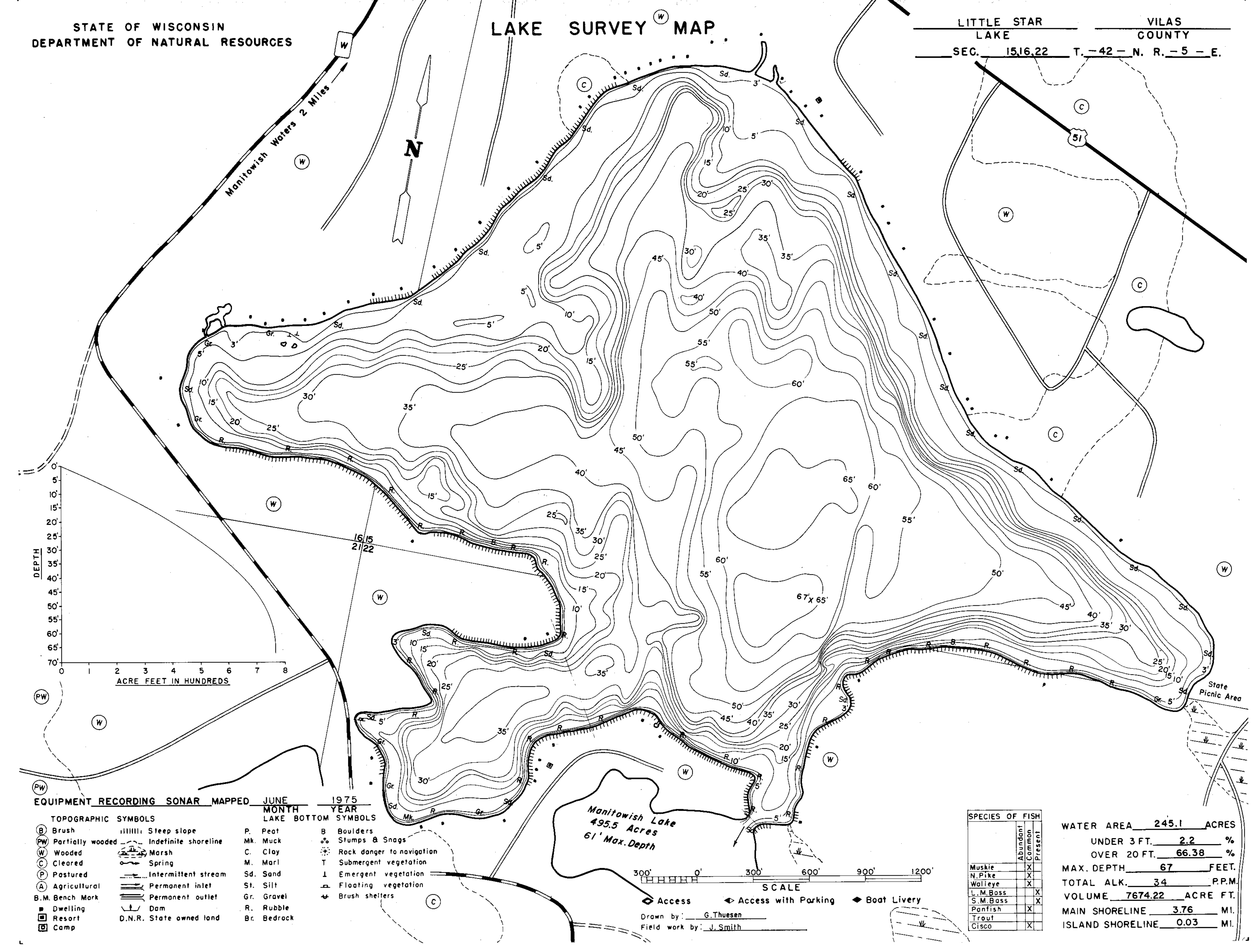 Little Star Lake contour map
