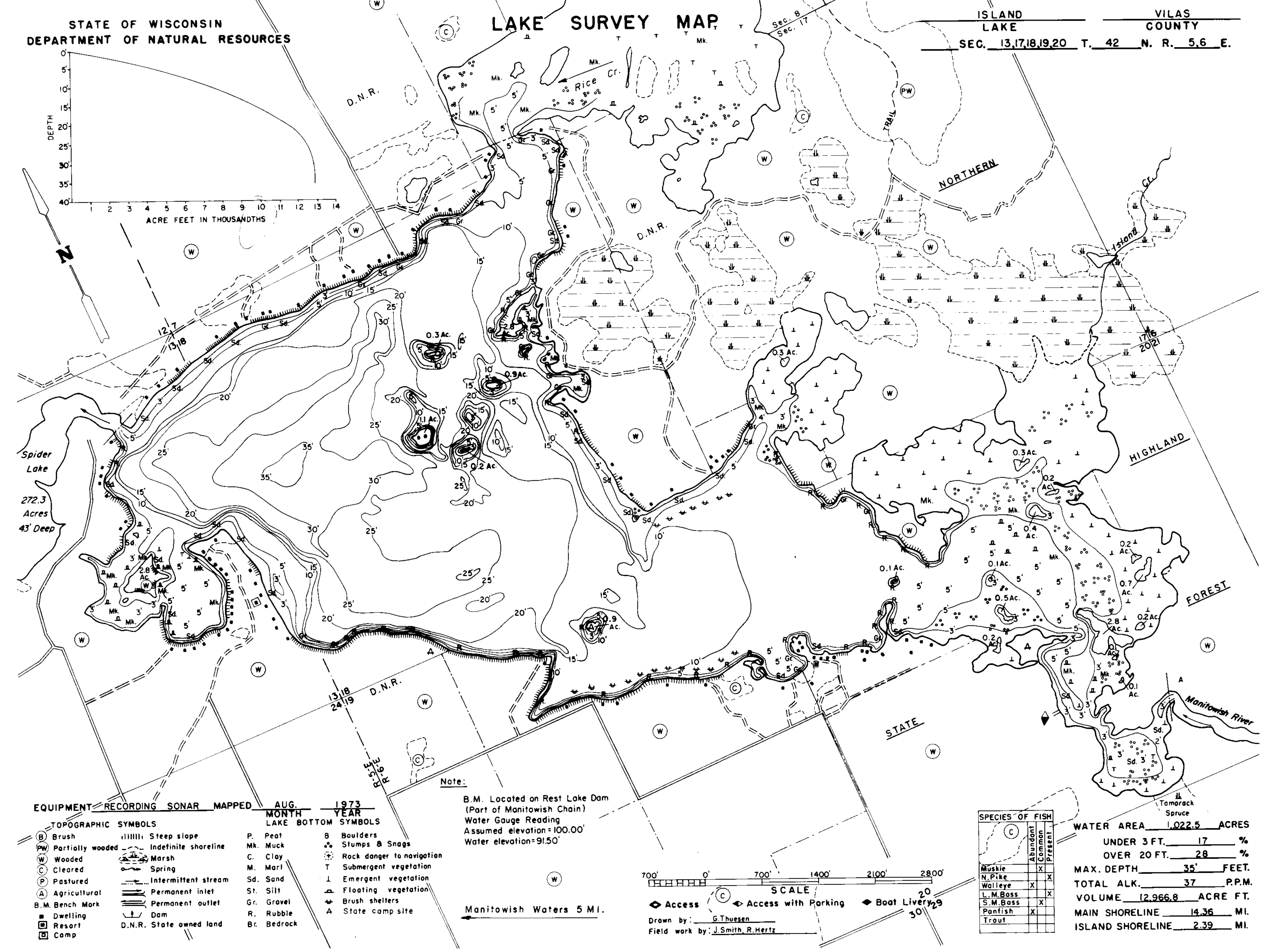 Island Lake contour map